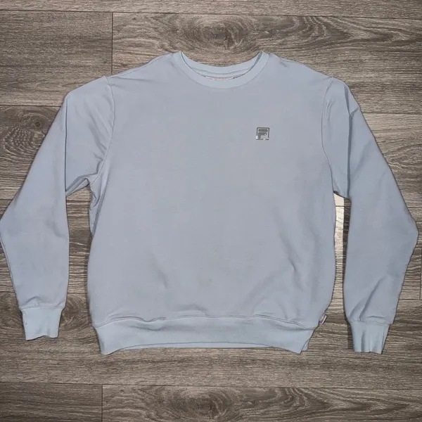 Fila Women Medium Light Blue Crewneck Sweatshirt Cotton Blend French Terry Retro - Image 4
