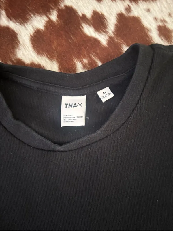 TNA by Aritzia Black Ribbed‎ Crewneck Women's Top - Image 2