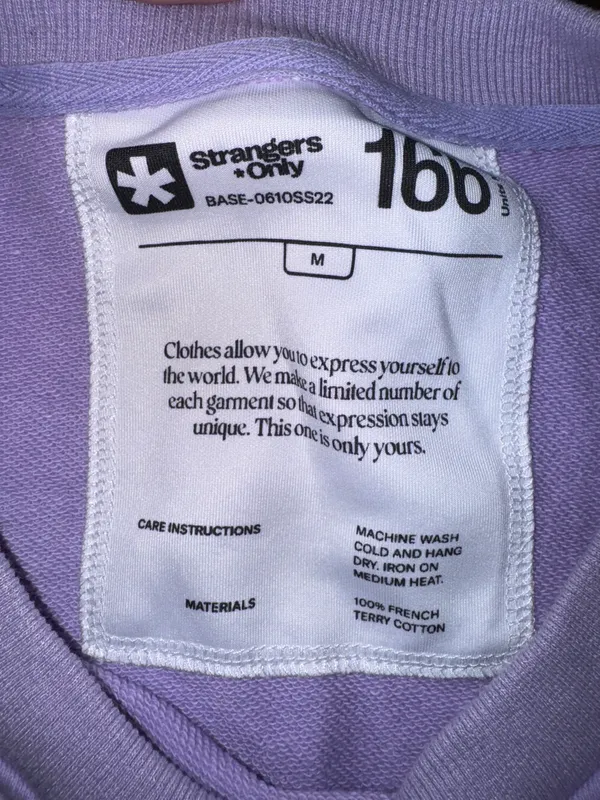 Strangers Only Purple Sweatshirt Size Medium - Image 4