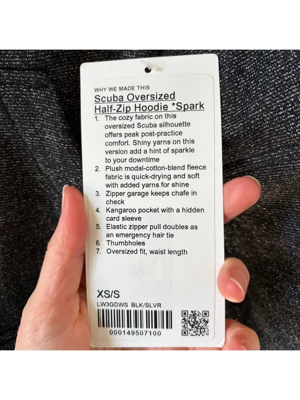 Lululemon Scuba Oversized Half Zip Hoodie Sparkle Black Silver Size XS Small - Image 5
