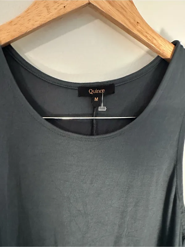 NWOT Quince Tencel Jersey Mini Swing Dress in Dark Olive medium - Image 3