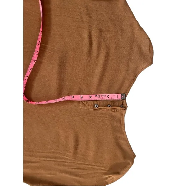 Chestnut brown woven lagenlook quarter sleeve tunic relaxed fit women's medium - Image 8