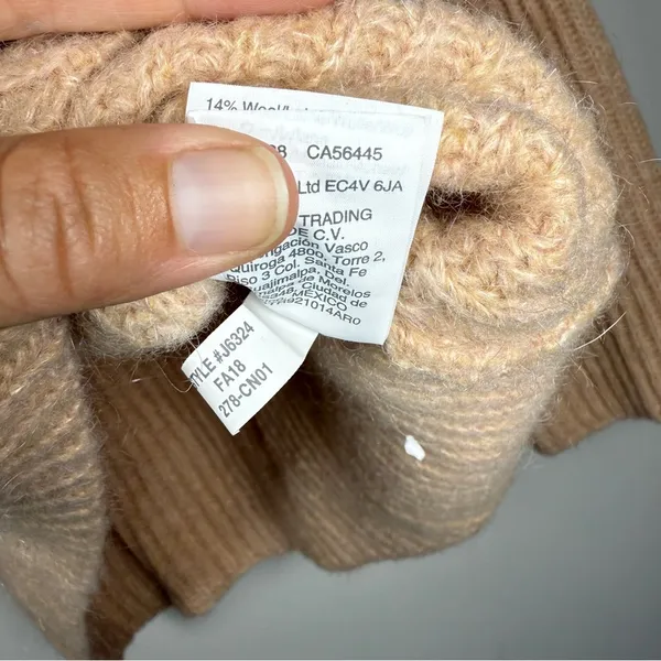 Point Sur Mohair & Wool Blend Ribbed Turtleneck Rib Knit Sweater Pale Peach Sz S - Image 10