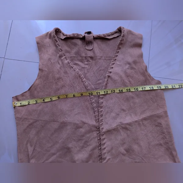 Vest Gipsy brown suede sleeveless, V-neck fringe top women’s‎ XXL stretch light - Image 3