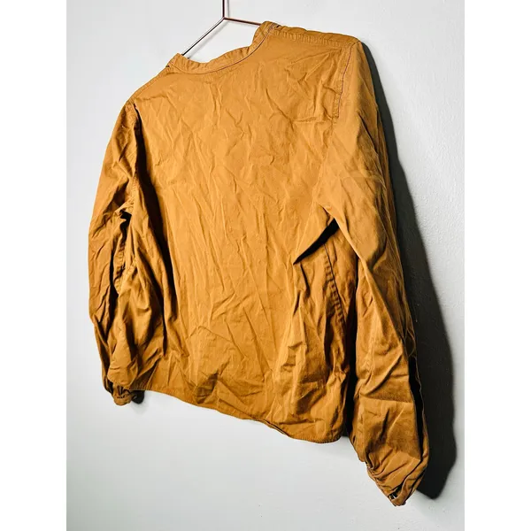 POLO RALPH LAUREN Tan Brown Cropped Blouse Long Sleeve Collared Shirt Size 10 - Image 7