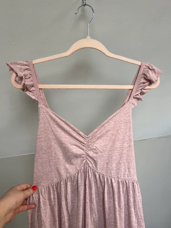 Heather Pink Soft Cotton Sweetheart Boho Maxi Dress - Image 3