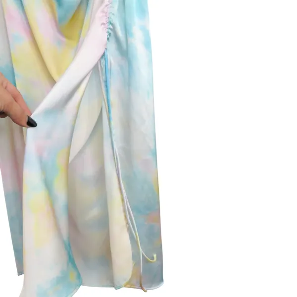Zara Tie Dye Slip Midi Dress Tie Neck Multicolor Midi Dress Extra Small XS - Image 12