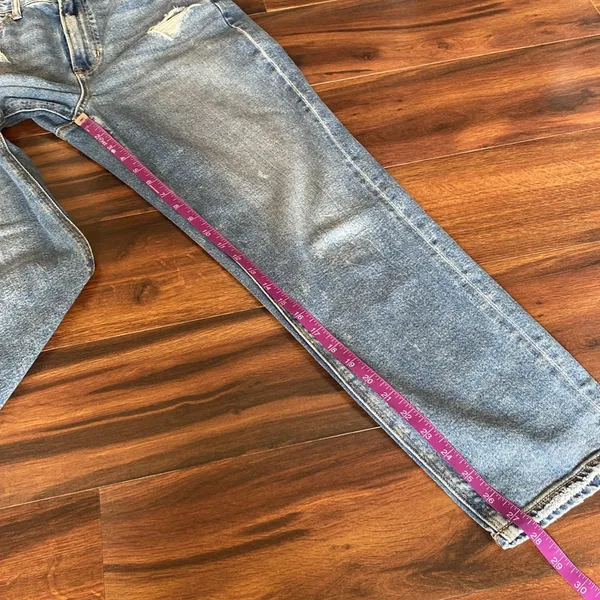 American Eagle Mom Straight Jean High Rise Distressed Medium Wash - Image 9