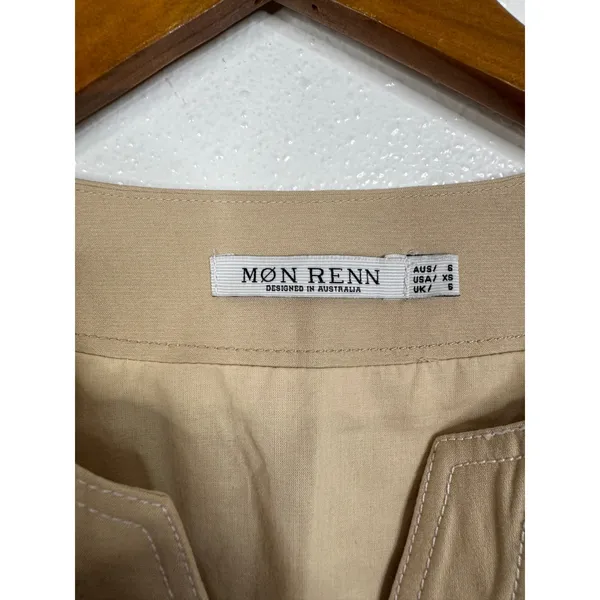 Mon Renn Beige Sleeveless Belted‎ Midi Dress Utility Sand Size XS MRS124004 - Image 7