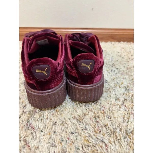 Puma x Fenty Size 6 Rihanna Burgundy Red Velvet Creeper Platform Sneakers - Image 15