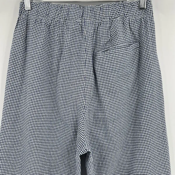 Free People Kate Gingham‎ Pants Navy White 100% Cotton Straight Leg Size Medium - Image 7