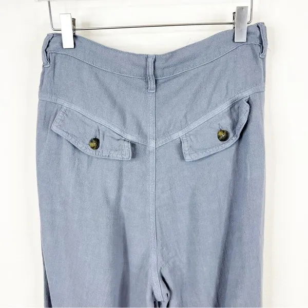 NWT Free People Faded Love Linen Blend High‎ Waist Pants Women's Size 27 Blue - Image 5