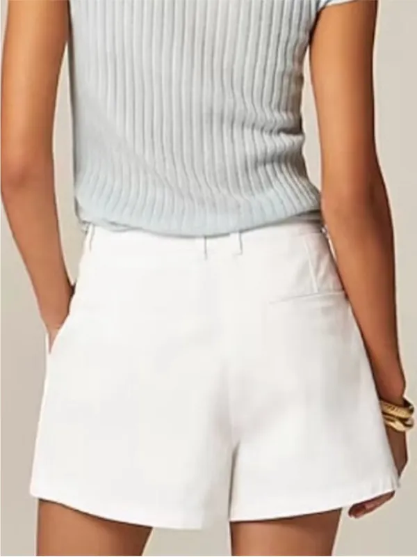 J. Crew Heritage Pleated Shorts Women's 10 Chino White Cotton Casual Preppy NWT - Image 2