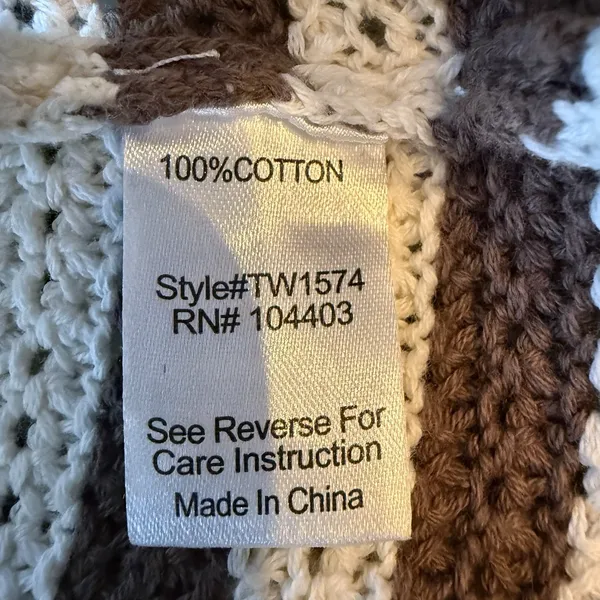 The Workshop Crocheted Midi Dress S Brown Striped Collared Retro Cotton Knit‎ - Image 9