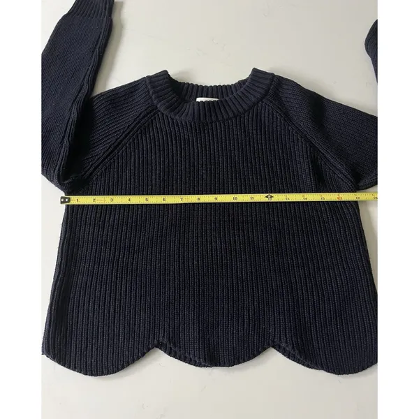 Aritzia Wilfred Sardou 100% Merino Wool Cropped Navy Sweater Small - Image 7