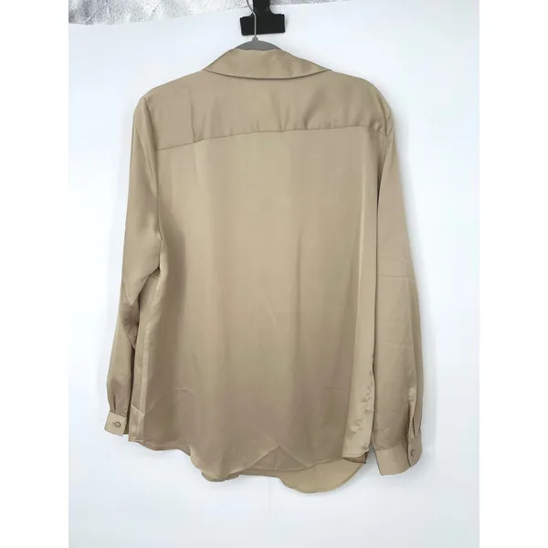 Ann Taylor Blouse Women‎ XXL Gold Satin Button Down Holiday Professional Office - Image 3