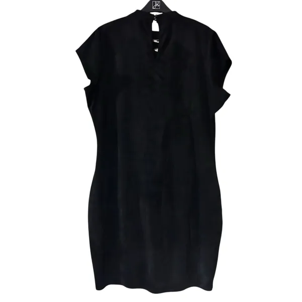 Ashley Stewart Mini Dress Black Faux Suede Corset Front SZ 18/20 Gothic Grunge - Image 6