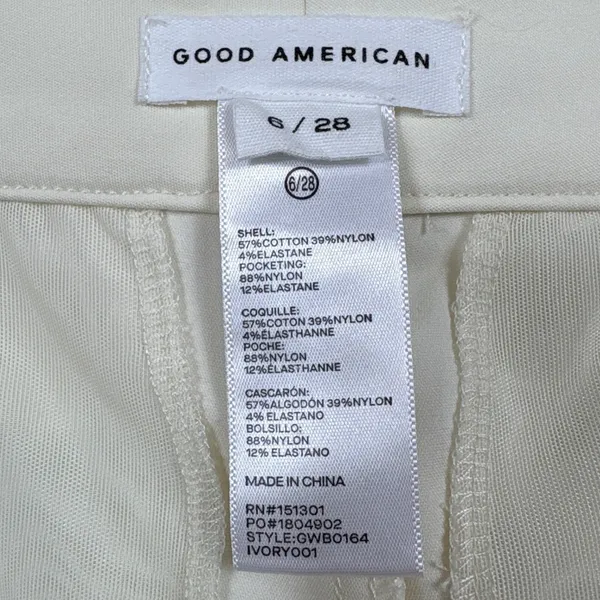 NWT‎ Good American Ivory Cream Wide Leg Trouser Pants High Rise Pants Size 6/28 - Image 7