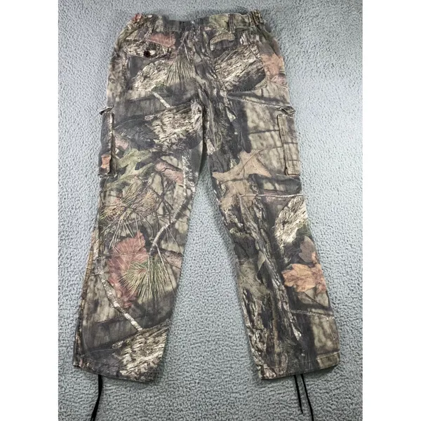 Mossy Oak Cargo Pants Women Medium Camo‎ Break-Up Pink Logo Drawstring Hem - Image 2