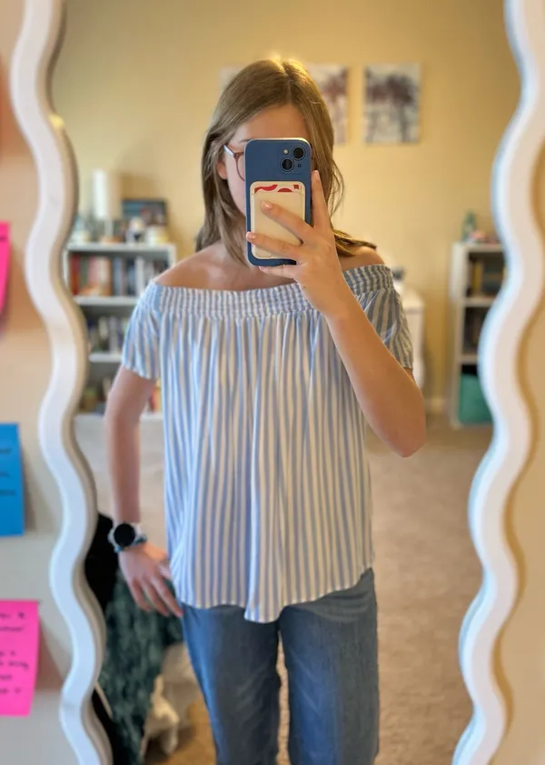 Old Navy Off-The-Shoulder Top Striped - Image 2