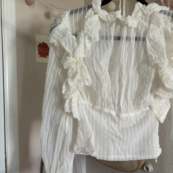 Babydoll Mesh Long Sleeve Top - Image 3