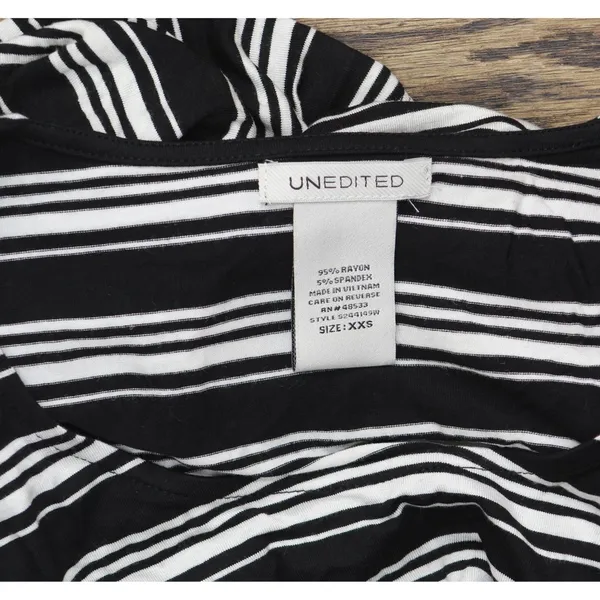 NWT Unedited By Teeze Me Short Sleeve Knit A-Line Dress Black / White XXS - Image 5
