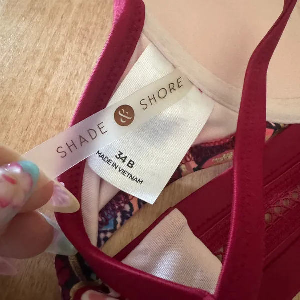 Shade & Shore Boho Geometric Push‎ Up Bikini Top 34B Underwire Strappy Back - Image 3
