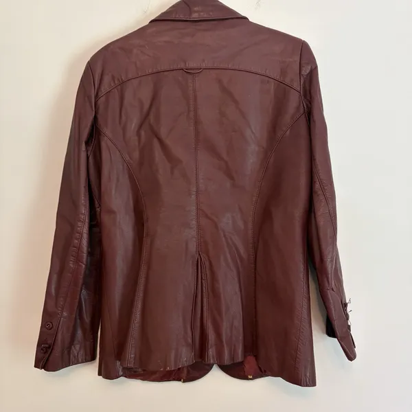 VTG Etienne Aigner Jacket 18 Oxblood Burgundy Leather Blazer Equestrian 80s Coat - Image 2