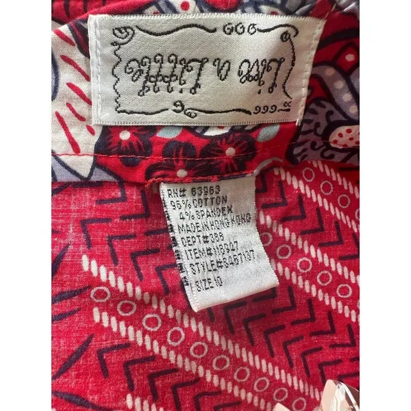 Live A Little Women's Red Floral Paisley Bandana Ribbon Trim A Line Skirt 10 - Image 4