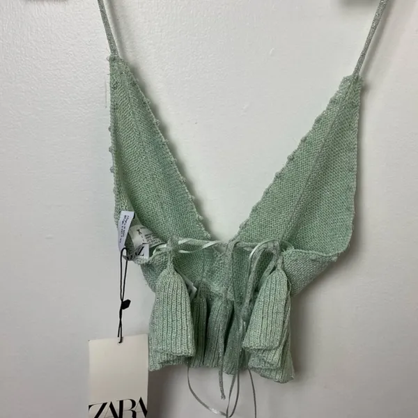 ZARA Mint knit halter top - Image 3