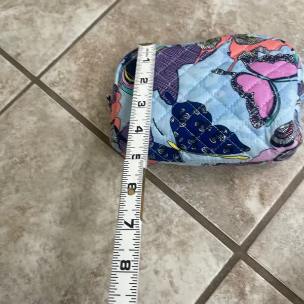 Vera Bradley Monarch Garden Quilted Double Zip Cosmetic Bag Butterfly Blue - Image 3