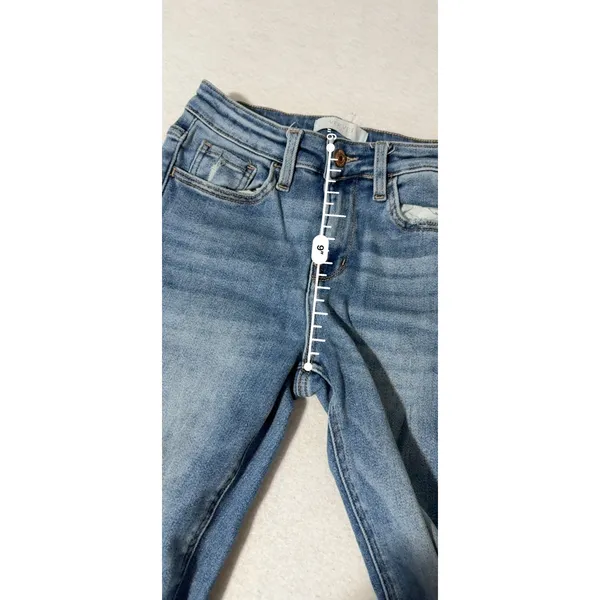 Vervet Blue Womens Medium Wash Distressed Straight Leg Jeans Measured Size 24 - Image 6
