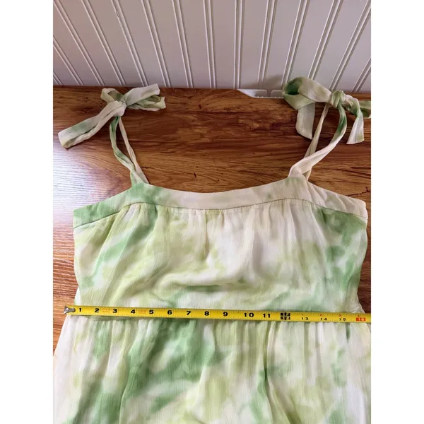Line & Dot Green Tie Dye Tiered Maxi Dress Tie Strap Large Cottagecore Summer - Image 8