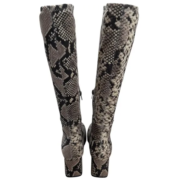 Steve‎ Madden Dynasty Snakeskin Print Boots Size 7 M Fitted Calf Stretch - Image 4