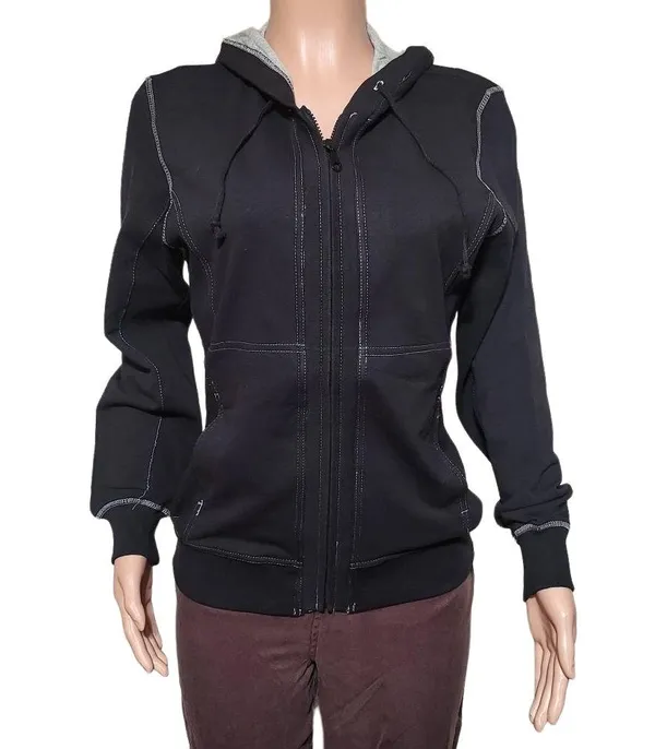 Pulp full zip black long sleeve with hoodie and pockets sweatshirt ML - Image 2