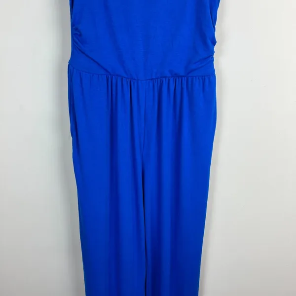 Pretty Garden‎ Jumpsuit Women Medium Blue Wide Leg Pleated Sleeveless Bohemian M - Image 3