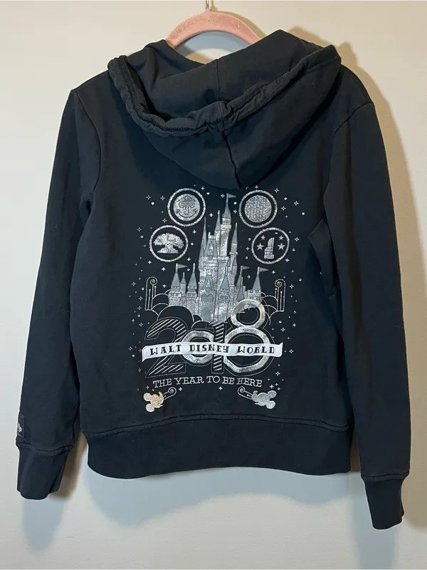 Disney Women’s Black‎ Zip Up Hoodie 2018 Medium - Image 7