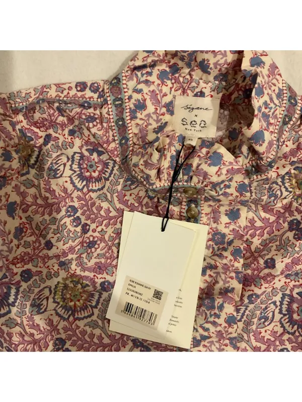 NWT sezane SEA NY ROXANNE midi DRESS EMILIA linen purple pink SZ40 US8 bust40 - Image 5