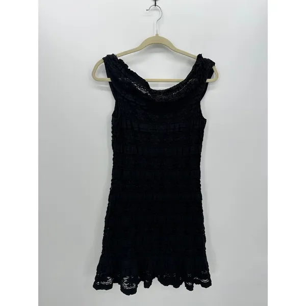 Max Studio Dress Womens Black Lace Whimsigoth Ruffle Dark‎ Fairy Grunge Size L - Image 2