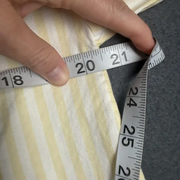LOFT Shirt Womens Small Yellow White Striped Button Front Long Sleeve Cotton Top - Image 6