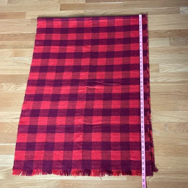 Sinsay Red Plaid Scarf Buffalo Check Fringe Winter Scarf One Size - Image 6