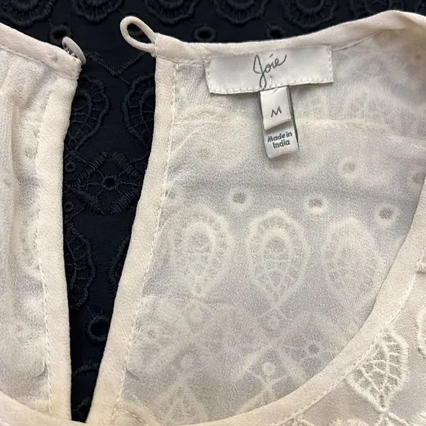 ‎joie white & black tiered eyelet dress M - Image 7