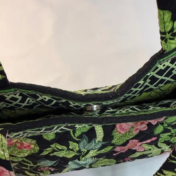 Vera Bradley Black Tote with Pink and Green Floral Pattern - Image 7