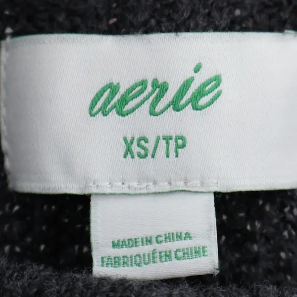Aerie Oversized Ribbed Crewneck Sweater Womens Size XS Charcoal Grey Cozy Warm‎ - Image 2