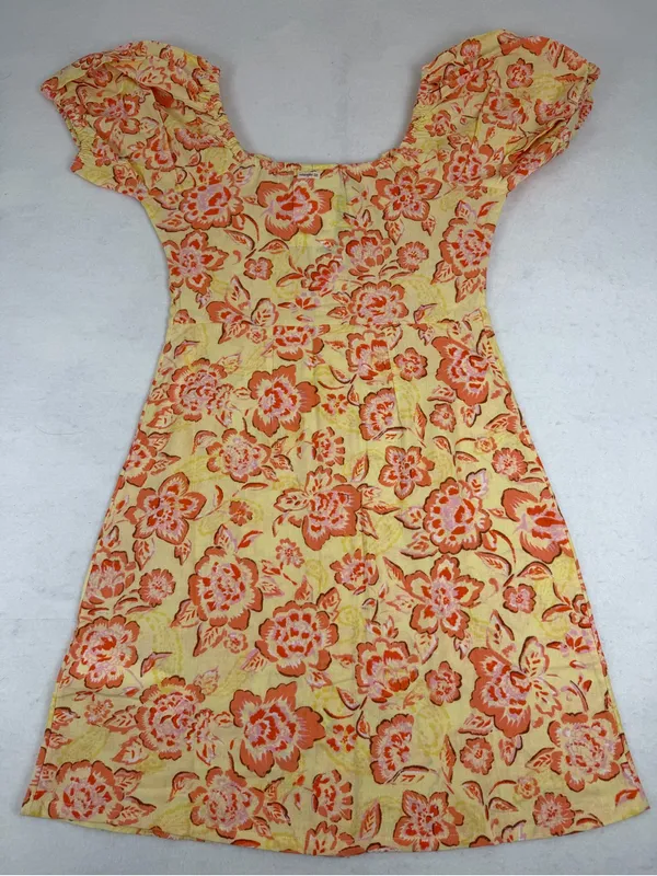 Billabong Wrangler Floral Mini Dress XS Yellow Orange Cottagecore‎ NWT - Image 2