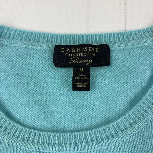 Charter Club Sweater Womens M Blue 100% Cashmere Crew Neck Lightweight Pullover - Image 2