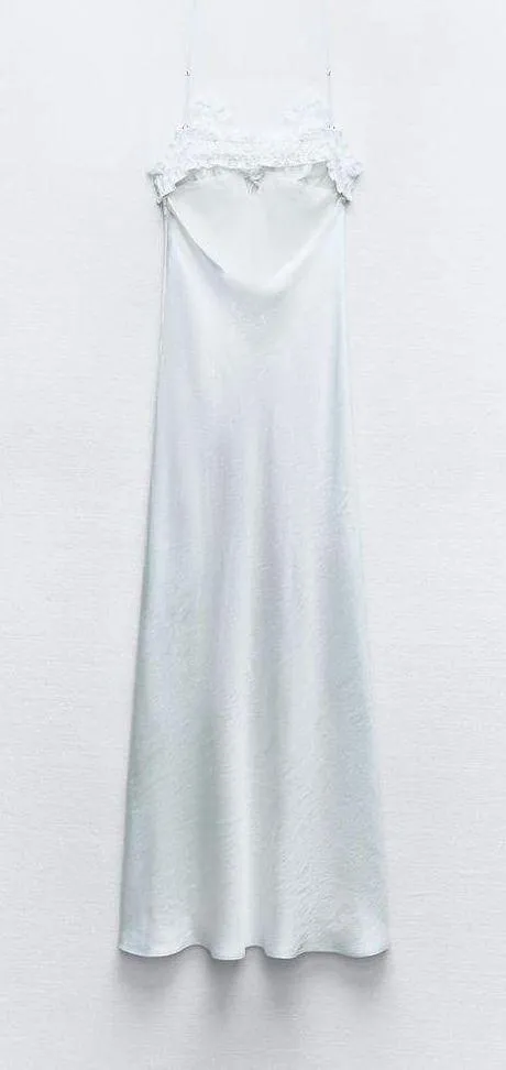 ZARA dress white midi ruffled satin lingerie inspired bodycon fitted wedding - Image 11