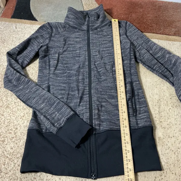 Lululemon Nice Asana Jacket Women 6 Black Space Dye Full Zip Luon W4D44S - Image 2