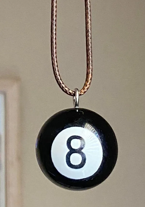 Handmade big 8 ball grunge funky unisex simple brown necklace🎲8️⃣🖤 - Image 3