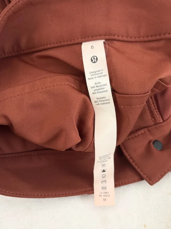 Lululemon City Sleek 5 Pocket 7/8 Pant, Dark Terracotta - Image 6